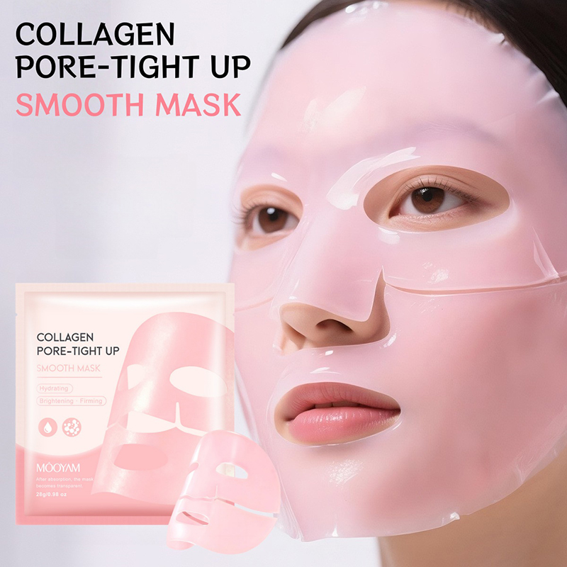 Sheet Mask Collagen - Mascarilla Facial de Colágeno Rosa, Limpieza