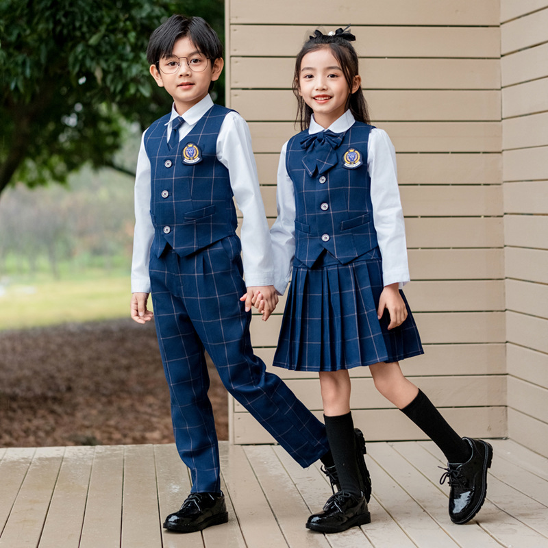 Korean Lifestyle - Chaleco a cuadros británico para niños,